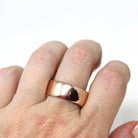 Antique Cigar Band - Edwardian 14k Rose Gold Unadorned Wide Ring - Vintage Circa 1918 Size 11 1/2 - Unisex Wedding Statement Fine Jewelry