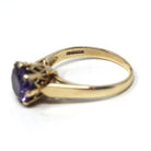 Modern Solitaire Ring - Estate 9k Yellow Gold Round Faceted Purple CZ Gemstone Basket Setting - Size 6 3/4 Fine Cubic Zirconia Y2K Jewelry