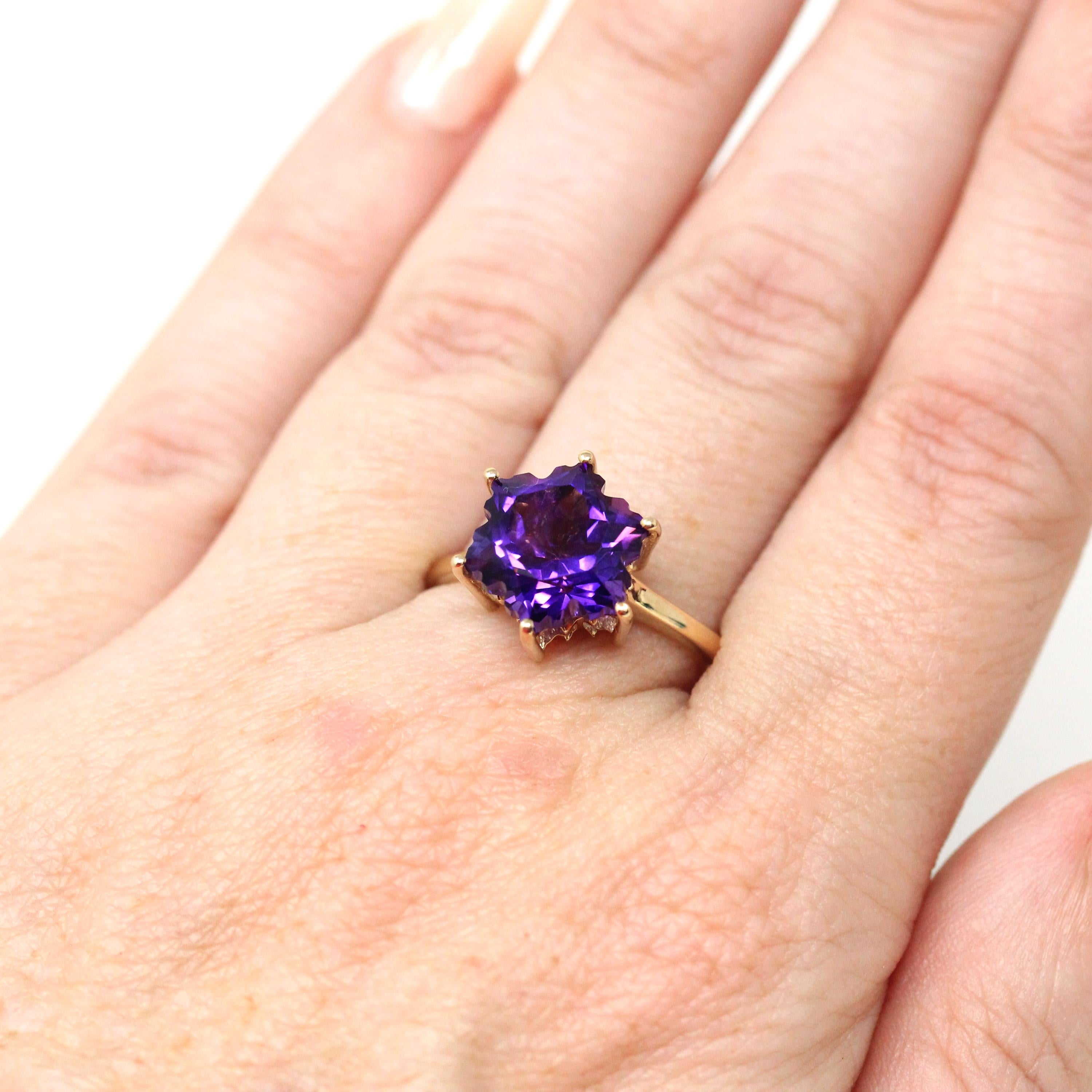 Estate Amethyst Ring Modern Era 9k Yellow Gold English Oval
