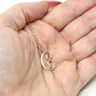 Letter "C" Charm - Estate 10k Yellow Gold Single Cursive Initial Necklace Pendant - Vintage Circa 1990s Era Petite Dainty Fine 90s Jewelry