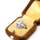 Vintage Diamond Ring - Mid Century Platinum .90 CTW Cluster Halo Engagement - Circa 50s Size 4 1/2 Fine Retro Era Bridal Band Report Jewelry