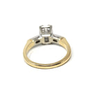 Diamond Engagement Ring - 14k Yellow & White Gold Natural .47 CT Emerald Cut - Size 4 1/4 Circa 1960s Retro Solitaire Fine Report Jewelry