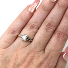 Diamond Engagement Ring - 14k Yellow & White Gold Natural .47 CT Emerald Cut - Size 4 1/4 Circa 1960s Retro Solitaire Fine Report Jewelry