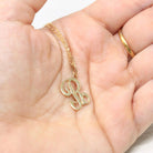 Letter "R" Charm - Estate 10k Yellow Gold Single Cursive Initial Necklace Pendant - Vintage Circa 1990s Era Petite Dainty Fine 90s Jewelry