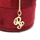 Letter "R" Charm - Estate 10k Yellow Gold Single Cursive Initial Necklace Pendant - Vintage Circa 1990s Era Petite Dainty Fine 90s Jewelry