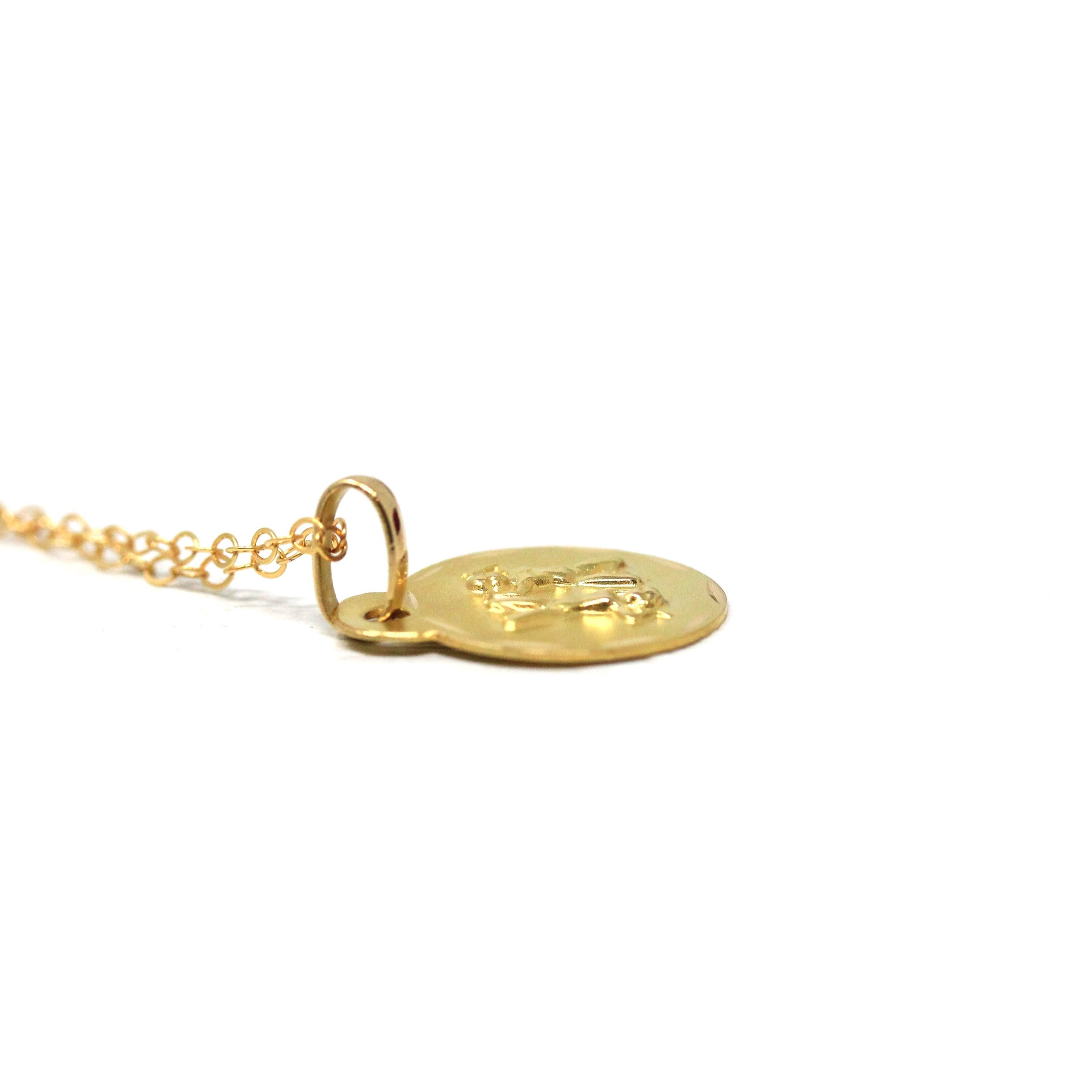 Estate Gemini Charm - Modern 18k Yellow Gold The Twins Air Element Pendant Necklace - Circa 1990s Era Zodiac Italian Italy Fine 90s Jewelry