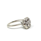 Diamond Cluster Ring - Retro 14k White Gold Natural .14 CTW Gems - Mid Century Vintage Circa 1960s Size 6 1/4 Engagement Halo Fine Jewelry