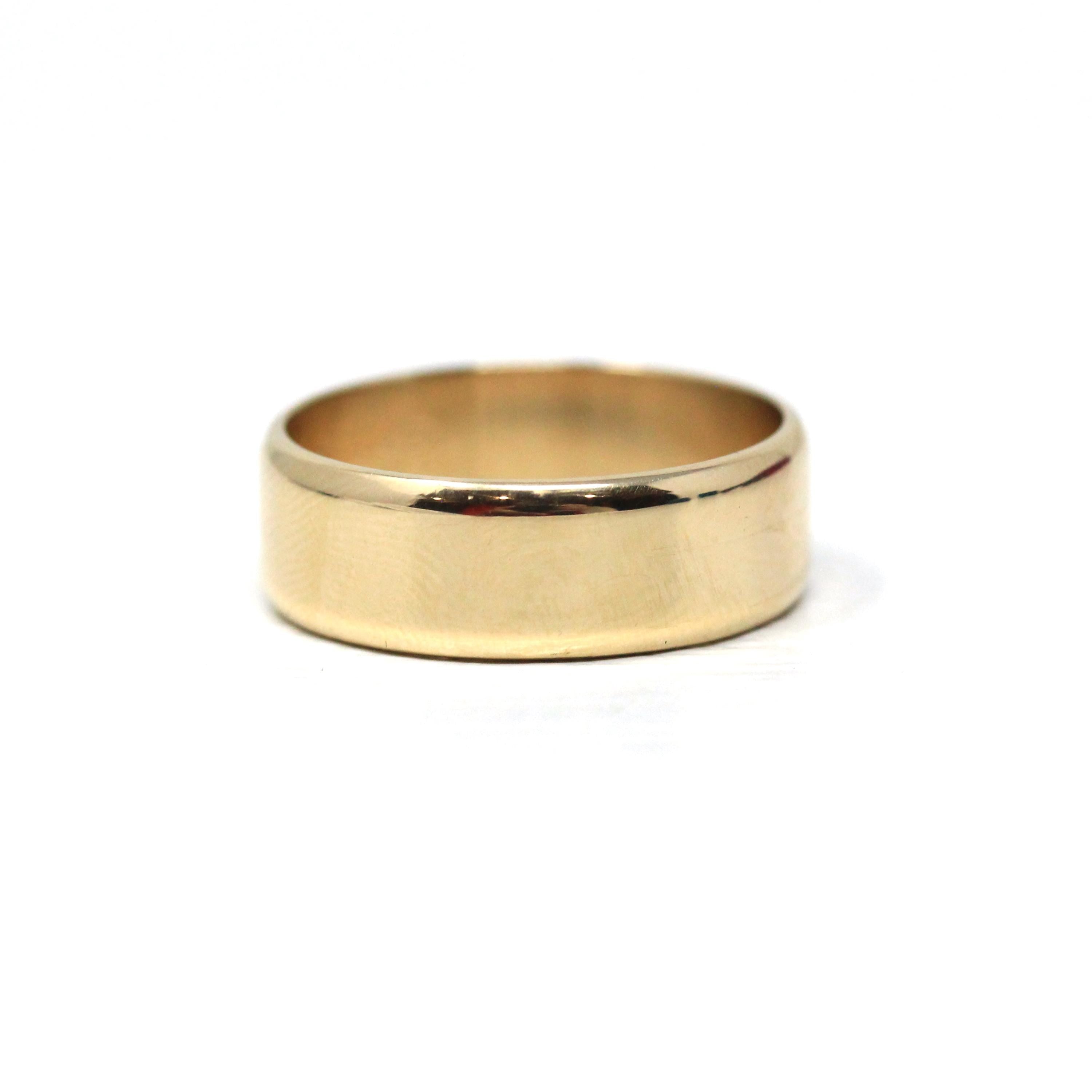 Wide Retro Ring Band - Vintage 9k Yellow Gold London England UK - Circa 1960s Era Size 8 3/4 English Hallmarks - Fine Minimalist 60s Jewelry