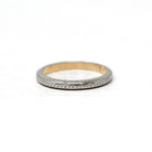 Antique Wedding Band - Edwardian Platinum over 18k Yellow Gold Eternity Wheat Ring - Circa 1900s Era Size 5 Wedding Bridal Fine Jewelry