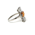 Orange Sapphire Ring - Vintage Estate Platinum Natural Orange Gem & Diamonds - 1950s Style Size 6 3/4 Fine Alternative Engagement Jewelry