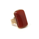Antique Sard Ring - Victorian Circa 1890s 14k Rose Gold Natural Gemstone Signet - Size 6 1/4 Brown Orange Elongated Statement Fine Jewelry