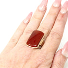 Antique Sard Ring - Victorian Circa 1890s 14k Rose Gold Natural Gemstone Signet - Size 6 1/4 Brown Orange Elongated Statement Fine Jewelry