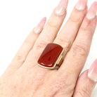 Antique Sard Ring - Victorian Circa 1890s 14k Rose Gold Natural Gemstone Signet - Size 6 1/4 Brown Orange Elongated Statement Fine Jewelry