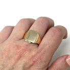 Vintage Signet Ring - Estate 9k Yellow Gold Blank Rectangular Face Men's Unisex Statement - Modern Size 10 3/4 Personalizable Fine Jewelry
