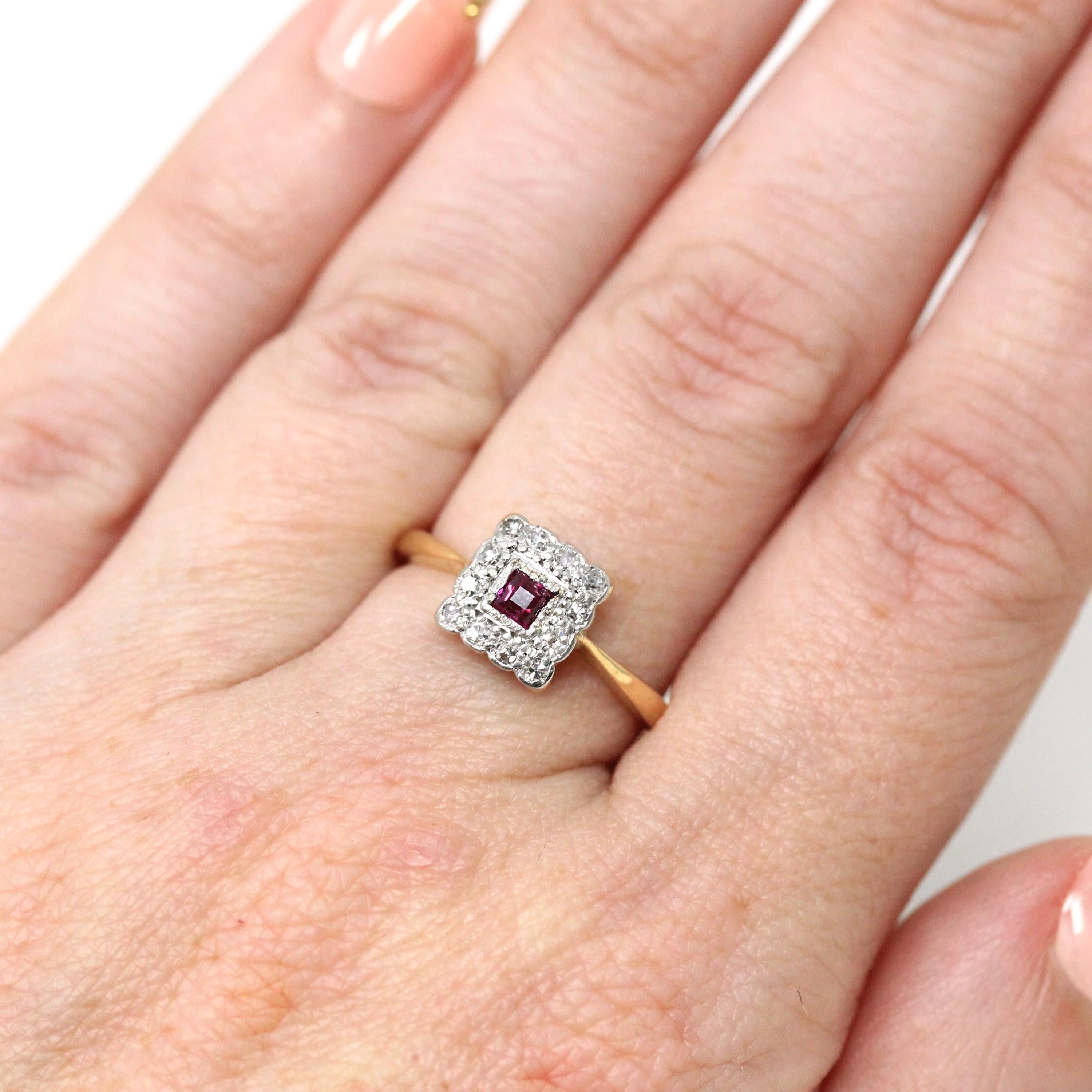 Ruby Diamond Ring English 18CT Yellow Gold Platinum CT