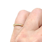 Vintage Wedding Band - Mid Century Era 14k Yellow Gold Plain Circa 1950s Ring - Size 4.5 Signed Art Carved J.R. Wood Bridal Fine 50s Jewelry