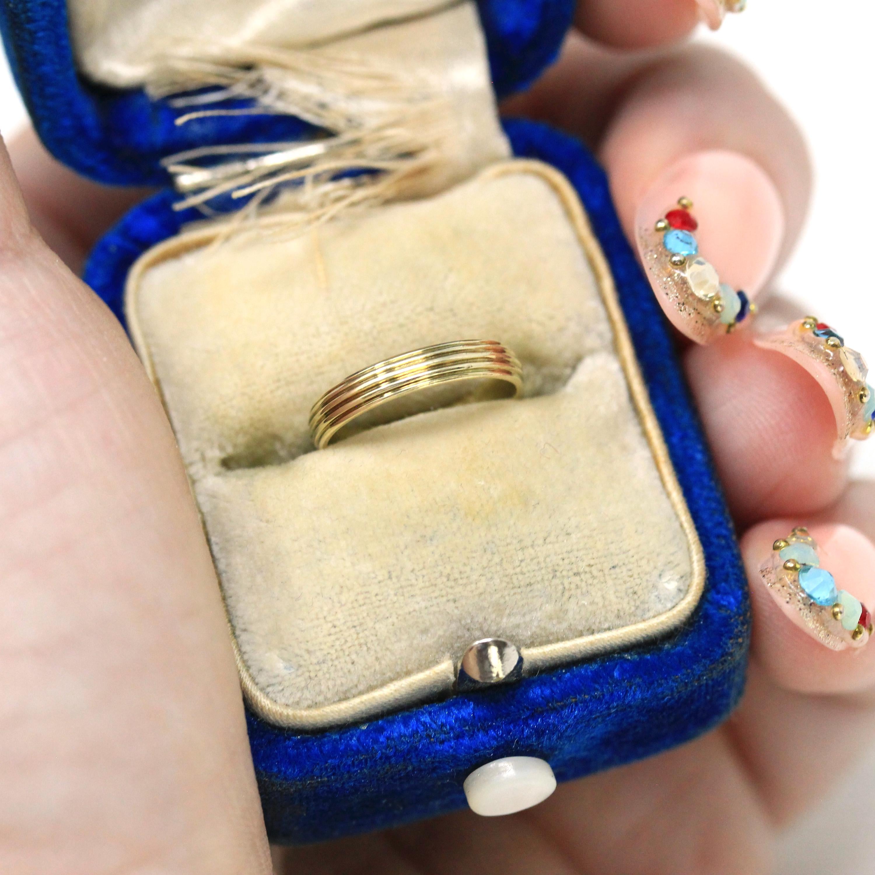 Vintage Baby Band - Retro 10k Yellow Gold Pinky Midi Charm Ring - Circa 1940s Era Size 1 Children's Baby Shower New Mother Gift Fine Jewelry