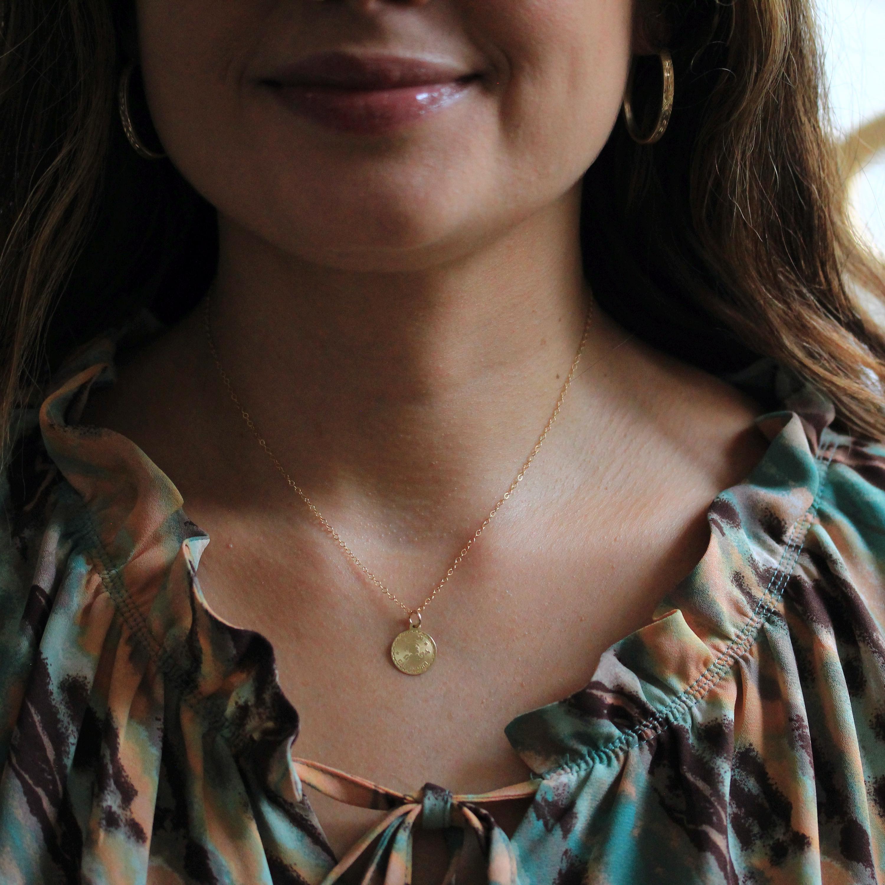 Vintage Capricorn Charm - Retro 14k Yellow Gold Sea Goat Astrological Sign Necklace - Circa 1970s Era Zodiac Earth Element Fine 70s Jewelry