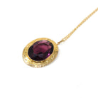 Simulated Amethyst Necklace - Edwardian Era 10k Yellow Gold Oval Faceted Purple Glass Pendant - Antique Circa 1910s Fine February Jewelry