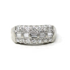 Platinum Diamond Band - Mid Century .65 CTW Natural Round & Baguette Cuts - Circa 1950s Size 6 Fine Wedding Band Qualitative Report Jewelry