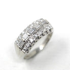 Platinum Diamond Band - Mid Century .65 CTW Natural Round & Baguette Cuts - Circa 1950s Size 6 Fine Wedding Band Qualitative Report Jewelry