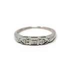 Retro Diamond Band - Vintage 14k White Gold Natural .06 CTW Gemstone Ring - Circa 1950s Size 5 1/4 Fine Mid Century Wedding Bridal Jewelry