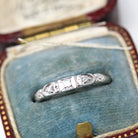 Retro Diamond Band - Vintage 14k White Gold Natural .06 CTW Gemstone Ring - Circa 1950s Size 5 1/4 Fine Mid Century Wedding Bridal Jewelry