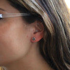 Antique Paste Earrings - Edwardian 14k Yellow Gold Buttercup Flower Pierced Posts Studs - Vintage 1910s White Gray Stone Bridal Fine Jewelry