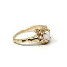 Natural Opal Ring - Modern 14k Yellow Gold Cabochon Cut .22 CT Gemstone - Estate Circa 1990s Era Size 5 3/4 October Birthstone Fine Jewelry