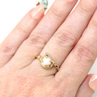 Natural Opal Ring - Modern 14k Yellow Gold Cabochon Cut .22 CT Gemstone - Estate Circa 1990s Era Size 5 3/4 October Birthstone Fine Jewelry