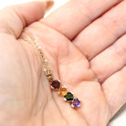 Gemstone Hearts Necklace - Estate 14k Yellow Gold Rainbow Birthstones - Circa 2000's Era Garnet Citrine Tourmaline Amethyst Fine Y2K Jewelry