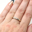 Vintage Wedding Band - Retro Era 14k Yellow & White Gold Natural .03 CTW Diamonds - Circa 1940s Size 5 1/4 Fine Two Tone Bridal Band Jewelry