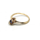 Antique Bypass Ring - Edwardian Era 14k Yellow Gold Natural Rose Cut Diamonds and Blue Sapphire Gemstones - Size 6 Circa 1910s Fine Jewelry