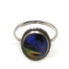 Morpho Butterfly Wing Ring - Vintage English Sterling Silver Blue Wing - Size 9 1/2 Retro Era 1940s Tropical Souvenir London England Jewelry