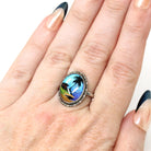 Morpho Butterfly Wing Ring - Vintage English Sterling Silver Blue Wing - Size 9 1/2 Retro Era 1940s Tropical Souvenir London England Jewelry