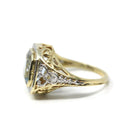 Antique Aquamarine Ring - Art Deco Era 14k Yellow & White Gold Emerald Cut 2.65 CT Blue Gem - Circa 1920s Size 4 Filigree Fine March Jewelry