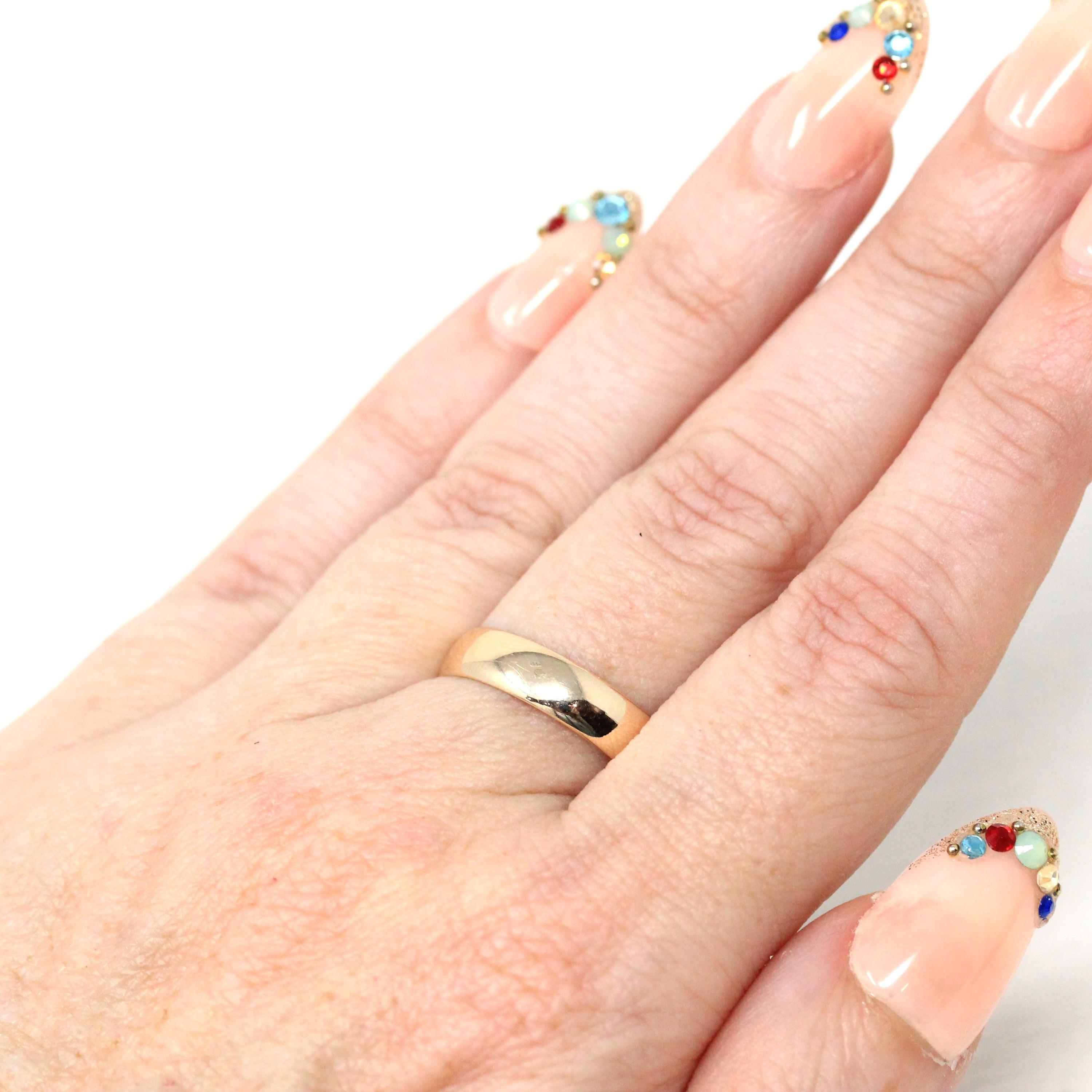 Vintage Inscribed Wedding Band - Art Deco 6k Yellow Gold Unadorned Plain Ring - Dated 1931 Size 7 Classic Simple Unisex 30s Fine Jewelry