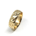 Wide Criss Cross Band - Vintage Retro Engraved 9k Yellow Gold Ring - London England - Dated 1966 Size 7 1/4 Slade & Wolfe - Fine 60s Jewelry