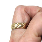 Wide Criss Cross Band - Vintage Retro Engraved 9k Yellow Gold Ring - London England - Dated 1966 Size 7 1/4 Slade & Wolfe - Fine 60s Jewelry