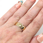 Wide Criss Cross Band - Vintage Retro Engraved 9k Yellow Gold Ring - London England - Dated 1966 Size 7 1/4 Slade & Wolfe - Fine 60s Jewelry