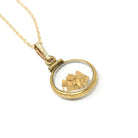 Gold Nugget Necklace - Estate Gold Filled Shaker Fob Charm Souvenir Pendant - Modern Circa 1980s Alaskan Gold Rush Flakes Souvenir Jewelry