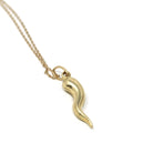 Italian Horn Charm - Retro 14k Yellow Gold Italy Cornicello Good Luck Pendant Necklace - Vintage Circa 1970s Ward Off Evil Amulet Jewelry