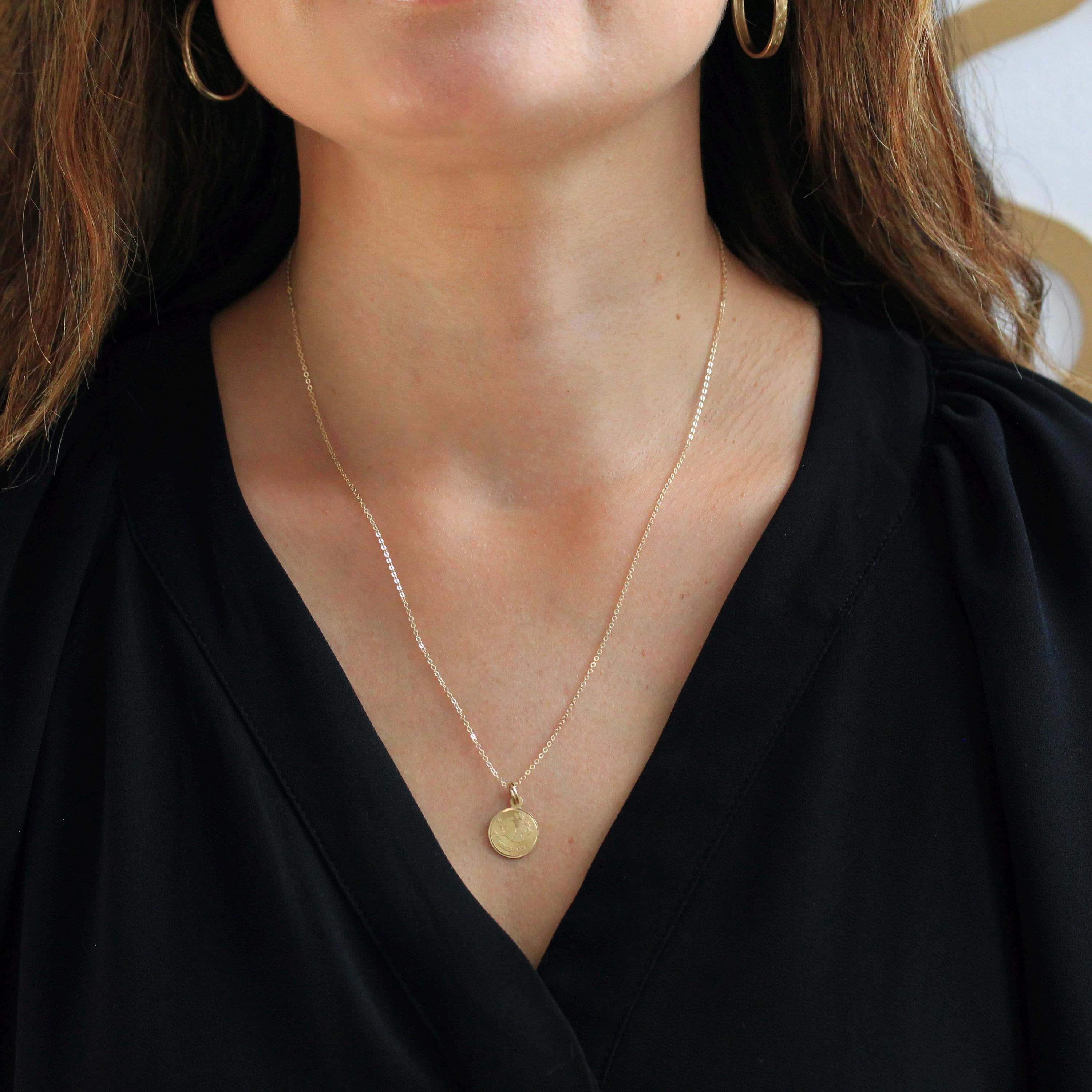 Vintage Capricorn Charm - Retro 14k Yellow Gold Sea Goat Astrological Sign Necklace - Circa 1970s Era Zodiac Earth Element Fine 70s Jewelry