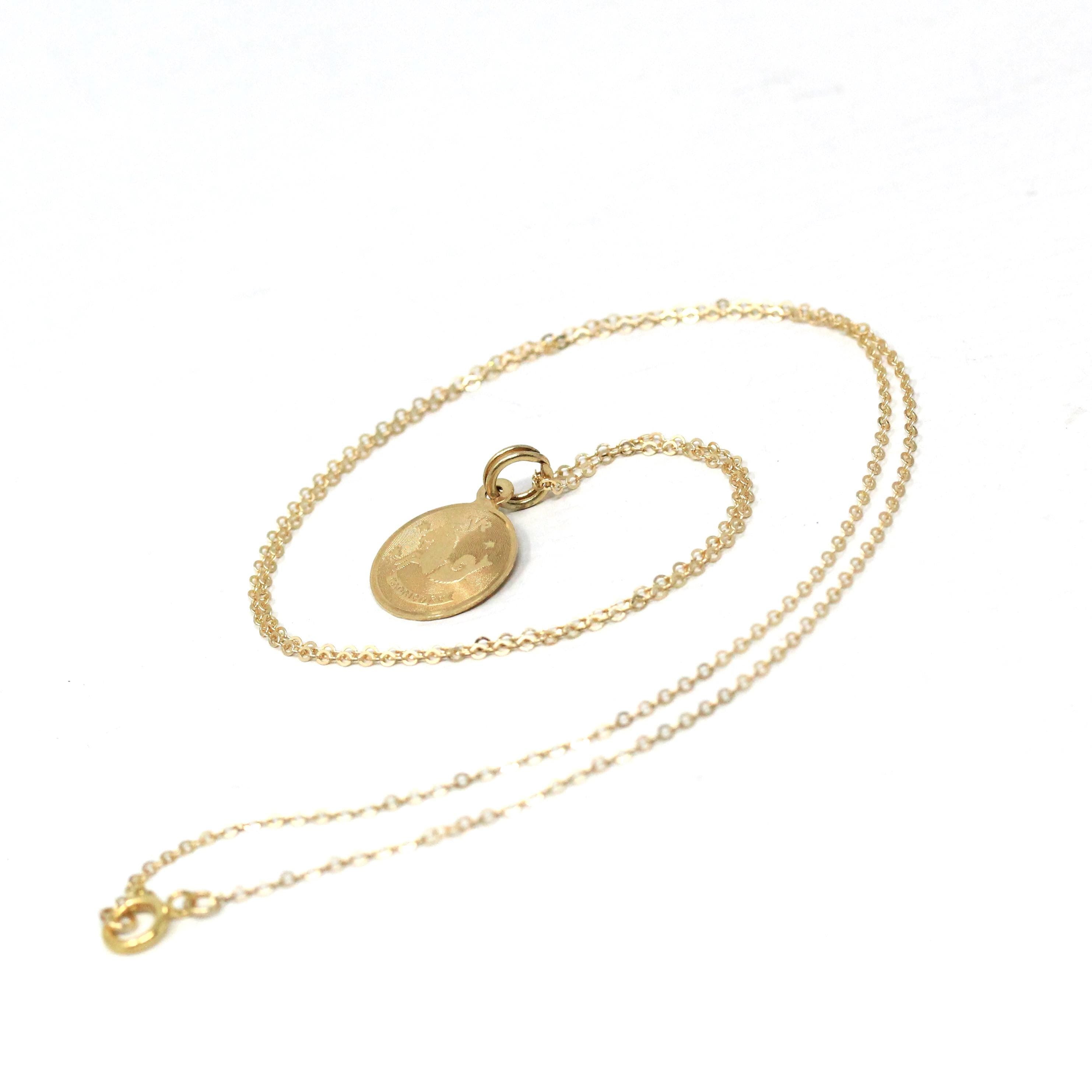 Vintage Capricorn Charm - Retro 14k Yellow Gold Sea Goat Astrological Sign Necklace - Circa 1970s Era Zodiac Earth Element Fine 70s Jewelry