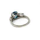 Vintage Blue Zircon Ring - Mid-century 14k White Gold Created White Spinel Gems - Circa 1950s Size 6 1/2 Alternative Engagement Fine Jewelry