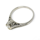 Vintage Diamond Ring - Art Deco 18k White Gold Natural Gemstone Basket Cathedral Solitaire - Circa 1930s Size 6 1/2 Filigree Fine Jewelry