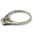 Vintage Diamond Ring - Art Deco 18k White Gold Natural Gemstone Basket Cathedral Solitaire - Circa 1930s Size 6 1/2 Filigree Fine Jewelry