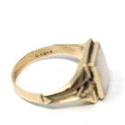 Retro Opal Ring - Vintage 10k Yellow Gold Natural Rectangular Cabochon Gemstone - Circa 1940s Size 12 Fine Unisex October Birthstone Jewelry