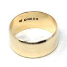 Retro Wide Ring Band - Vintage 9k Yellow Gold London England UK - Circa 1970s Era Size 9 3/4 English Hallmarks - Fine Statement 70s Jewelry