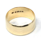 Retro Wide Ring Band - Vintage 9k Yellow Gold London England UK - Circa 1970s Era Size 9 3/4 English Hallmarks - Fine Statement 70s Jewelry
